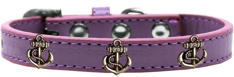 Bronze Anchor Widget Dog Collar Lavender Size 10